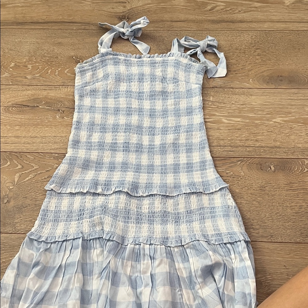 Blue and White Checkered Kids Dress